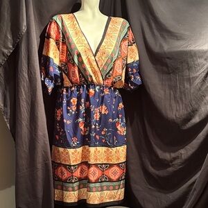 Floral Patchwork V-Neck Dress